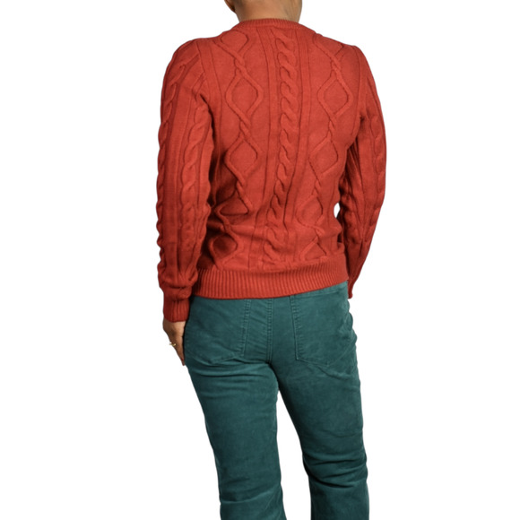 Disney Parks Mickey Mouse Cable Knit Sweater Red Pullover Textured Crew Neck XS - Picture 8 of 14